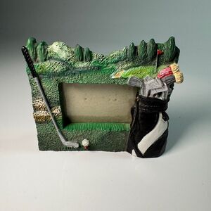 Vintage 3D Golf Picture Frame 3.5" Golfing Bag Clubs Ball Tee Sports Decor Da